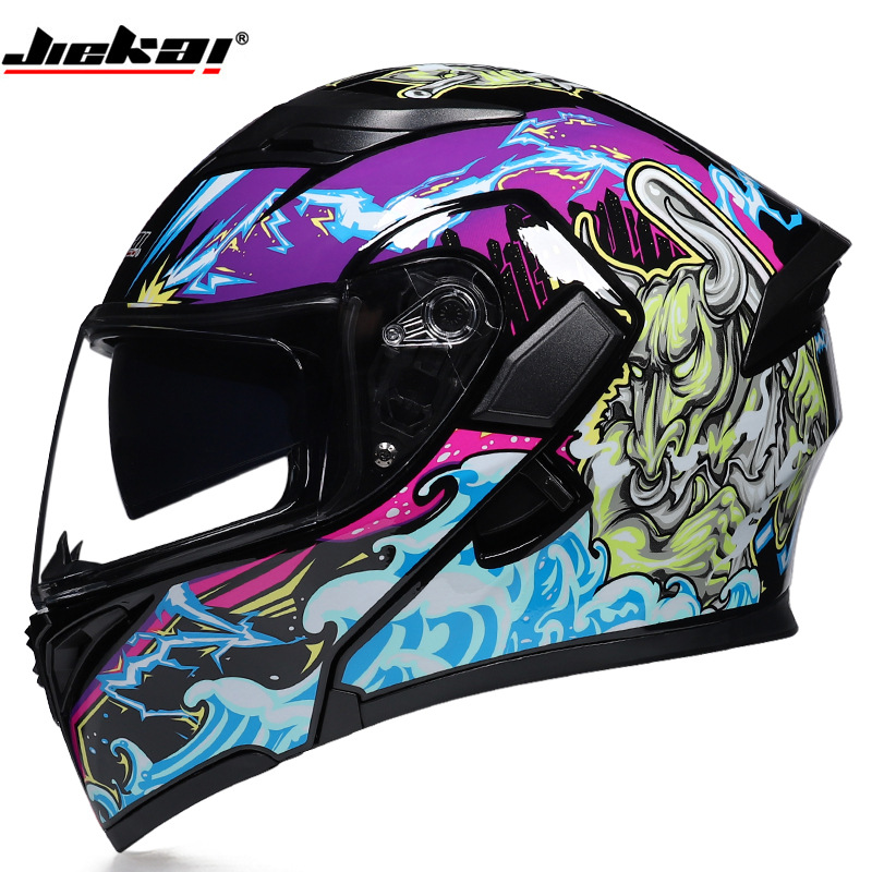Full Face Motorcycle Helmet With Bluetooth - W بلوتوث مكافحة الضباب عدسة مزدوجة