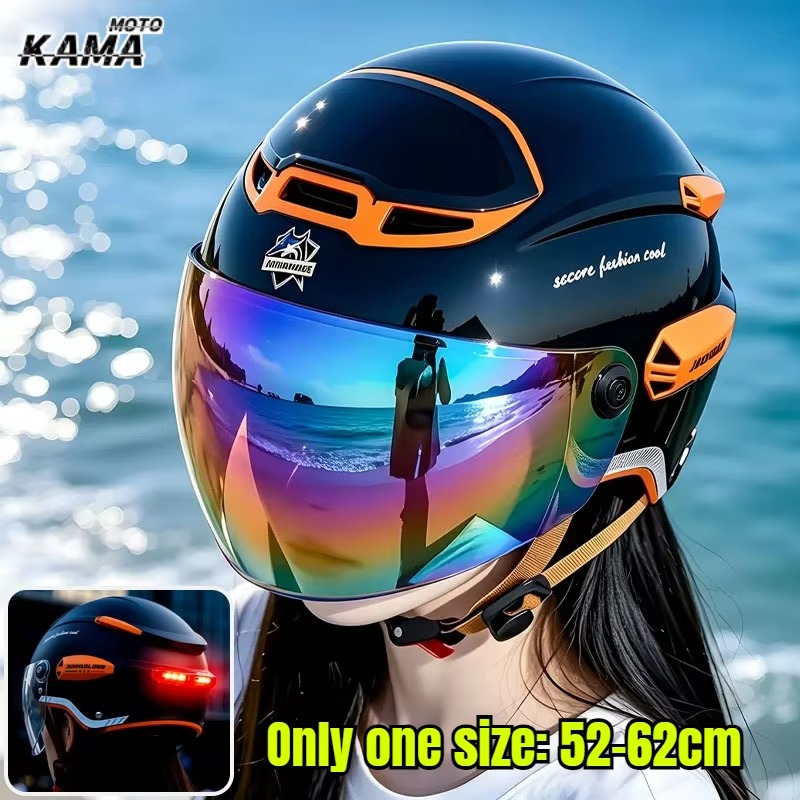 Dual Visor Motorcycle Racing Helmet - خوذة دراجة نارية صيفية كلاسيكية قابلة