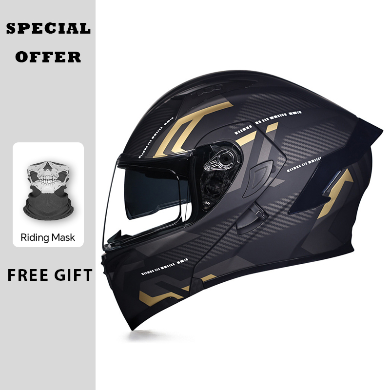 DOT المعتمدة دراجة نارية الوجه - مراجعة Dual Visor Motorcycle Racing Helmet وسعره
