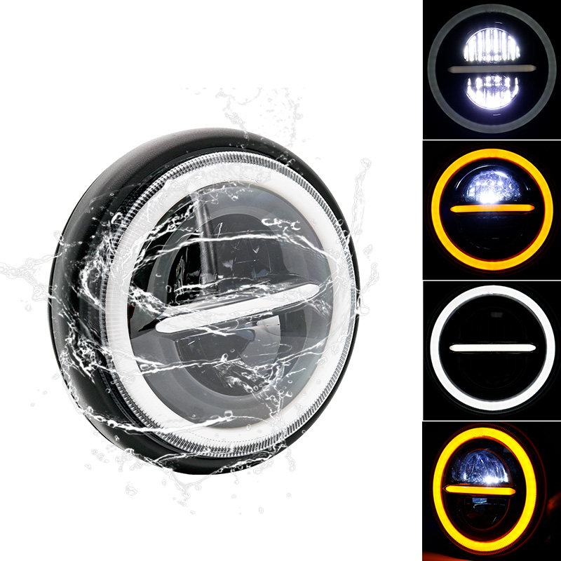 مصباح أمامي ليد مستدير عالمي ل - مراجعة Universal Motorcycle Led Headlight Projector وسعره